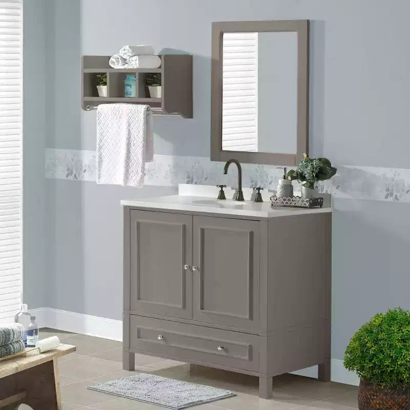 Meuble sous vasque Williamsburg gris 36 po – Alaterre Furniture