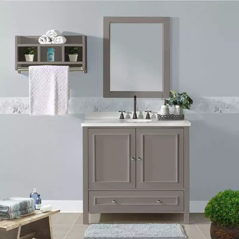 Meuble sous vasque Williamsburg gris 36 po – Alaterre Furniture