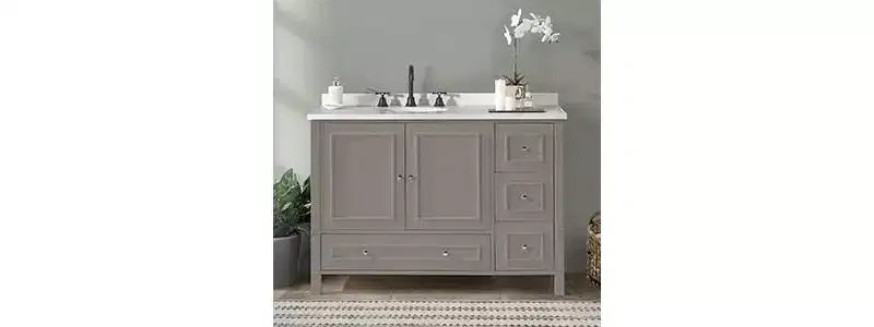 Meuble-lavabo Williamsburg 48 po gris - Alaterre Furniture : Cadre en bois, Rangement universel, 1 étagère, 47,17 kg