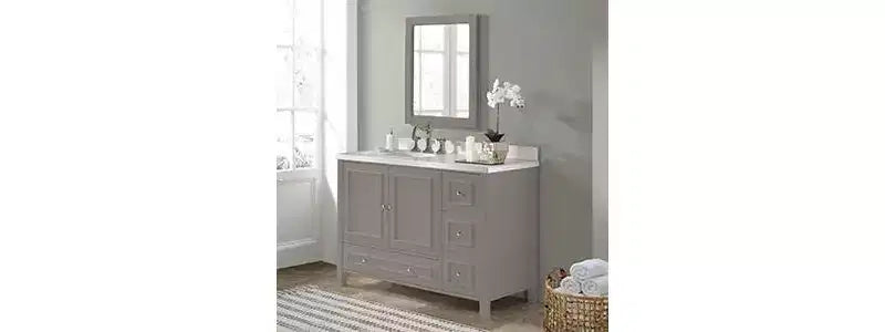 Meuble-lavabo Williamsburg 48 po gris - Alaterre Furniture : Cadre en bois, Rangement universel, 1 étagère, 47,17 kg