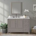 Meuble-lavabo Williamsburg 48 po gris - Alaterre Furniture : Cadre en bois, Rangement universel, 1 étagère, 47,17 kg