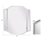 Miroir de vanité biseauté pliant Howard Elliott : Rectangulaire moderne, montage mural, cadre MDF, 32x30"