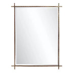 Howard Elliott Allen Andrews Isarno Large Rectangular Decorative Metal Industrial Mirror: 44x34", Iron Frame, No Assembly Required