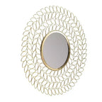 Miroir mural rond doré Brewster Damon Leaf : 28", style moderne, cadre métallique, aucun assemblage requis