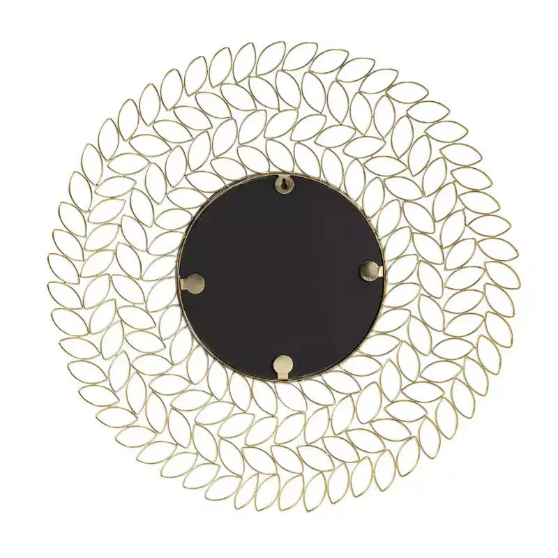 Miroir mural rond doré Brewster Damon Leaf : 28", style moderne, cadre métallique, aucun assemblage requis