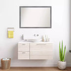 Miroir mural de salle de bain Edwin Wood non biseauté 39 po x 27 po Gris – Amanti Art : Rectangulaire moderne, à fixer au mur