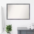 Miroir mural de salle de bain Edwin Wood non biseauté 39 po x 27 po Gris – Amanti Art : Rectangulaire moderne, à fixer au mur