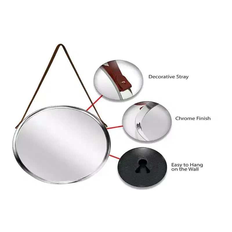 Miroir mural décoratif argenté 18" - Infinity Instruments : Style moderne, forme ronde, aucun assemblage, fixation murale, cadre en plastique
