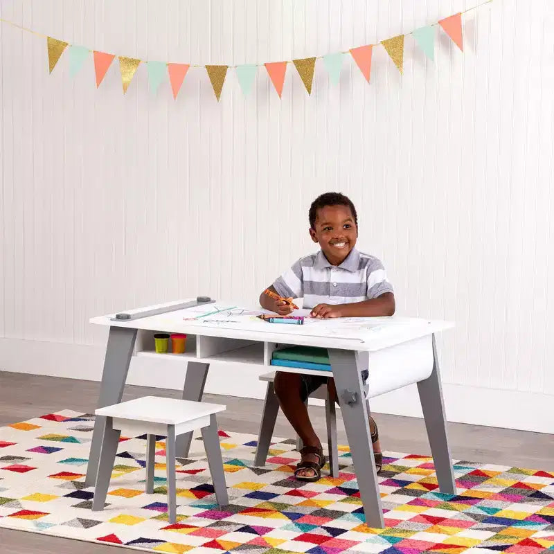 WildKin 2pk Arts and Crafts Kids' Table Stools Gray: Unupholstered Wood Dining Chair, 95 lb Capacity, 12.2" Seat Height