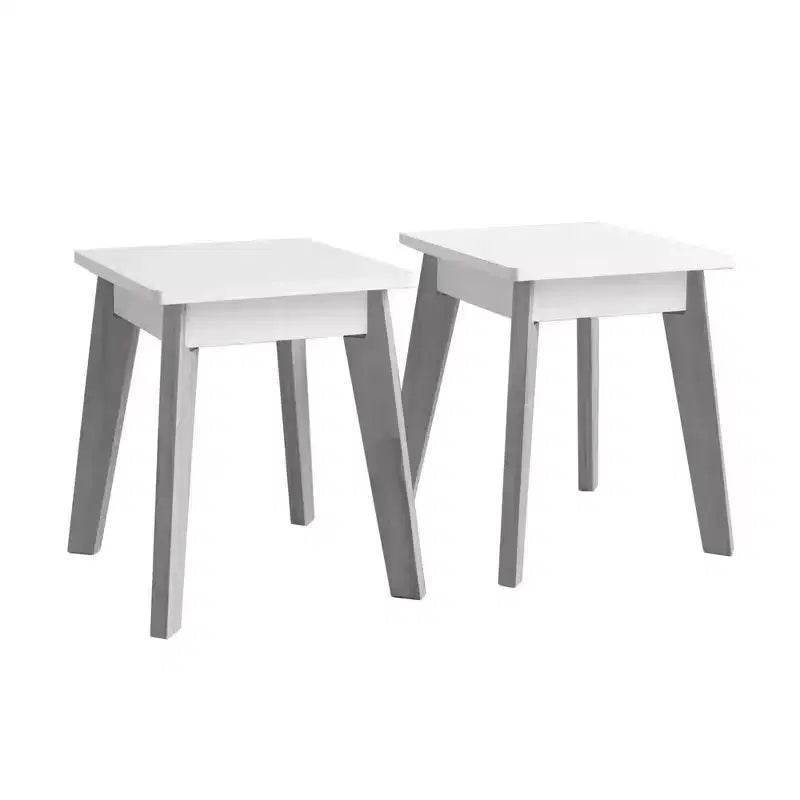 Tabourets WildKin 2pk Arts et Crafts pour enfants gris : Chaise de salle à manger en bois non rembourrée, capacité de 43 kg, hauteur d'assise de 31 cm