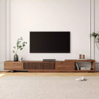 Luck Live 78.54in expandable TV stand with 2 drawers, 2 cabinet doors, one open storage, maximum 120 inches/Walnut color&Modern