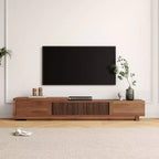 Meuble TV extensible Luck Live de 199,4 cm avec 2 tiroirs, 2 portes d'armoire, un rangement ouvert, 304,8 cm maximum/Couleur noyer et moderne