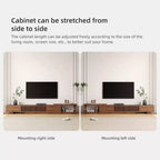 Meuble TV extensible Luck Live de 199,4 cm avec 2 tiroirs, 2 portes d'armoire, un rangement ouvert, 304,8 cm maximum/Couleur noyer et moderne