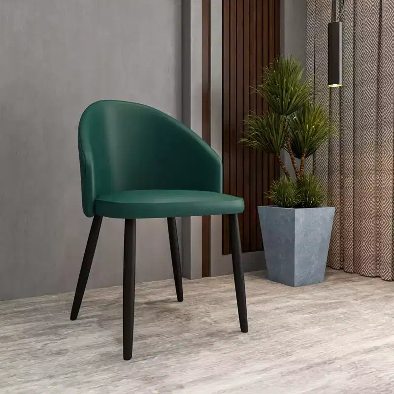 LeisureMod Lot de 4 chaises de salle à manger rembourrées de la collection Paradiso - Dossier incurvé avec pieds en bois, élégantes, confortables et durables pour les salles à manger