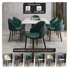 LeisureMod Lot de 4 chaises de salle à manger rembourrées de la collection Paradiso - Dossier incurvé avec pieds en bois, élégantes, confortables et durables pour les salles à manger
