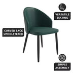 LeisureMod Lot de 4 chaises de salle à manger rembourrées de la collection Paradiso - Dossier incurvé avec pieds en bois, élégantes, confortables et durables pour les salles à manger