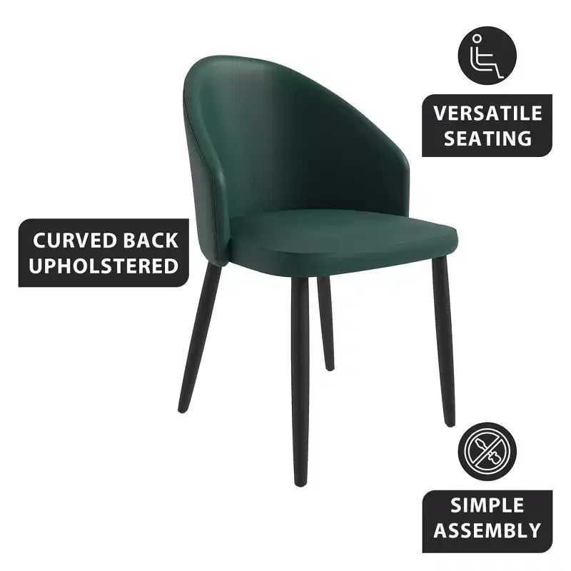 LeisureMod Lot de 4 chaises de salle à manger rembourrées de la collection Paradiso - Dossier incurvé avec pieds en bois, élégantes, confortables et durables pour les salles à manger