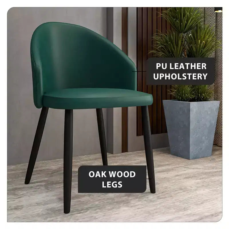 LeisureMod Lot de 4 chaises de salle à manger rembourrées de la collection Paradiso - Dossier incurvé avec pieds en bois, élégantes, confortables et durables pour les salles à manger