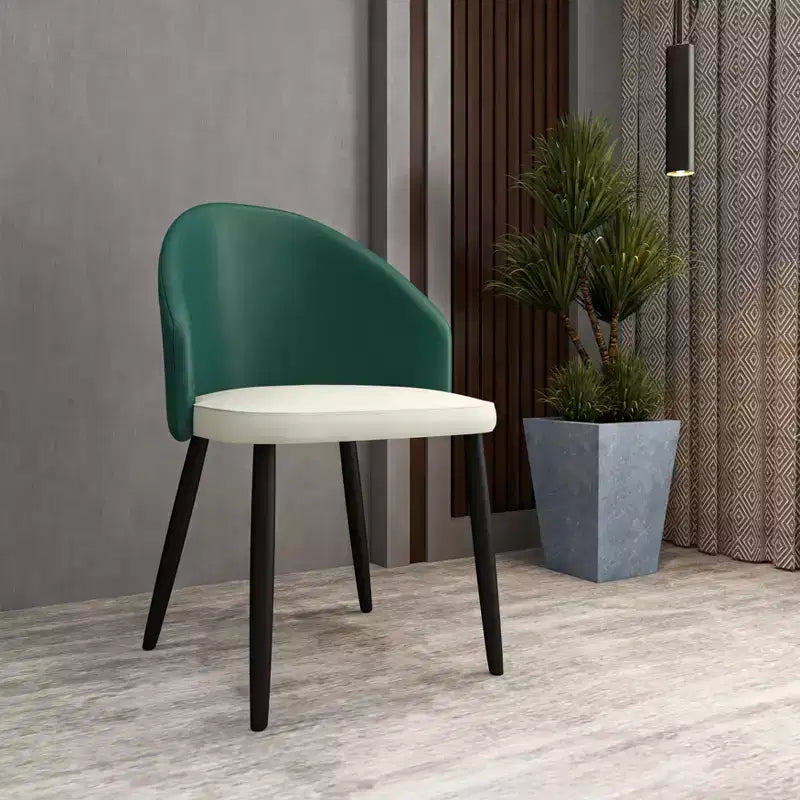 LeisureMod Lot de 4 chaises de salle à manger rembourrées de la collection Paradiso - Dossier incurvé avec pieds en bois, élégantes, confortables et durables pour les salles à manger