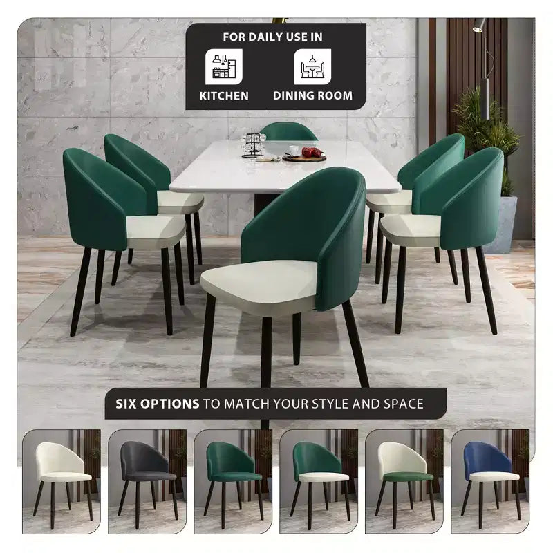 LeisureMod Lot de 4 chaises de salle à manger rembourrées de la collection Paradiso - Dossier incurvé avec pieds en bois, élégantes, confortables et durables pour les salles à manger