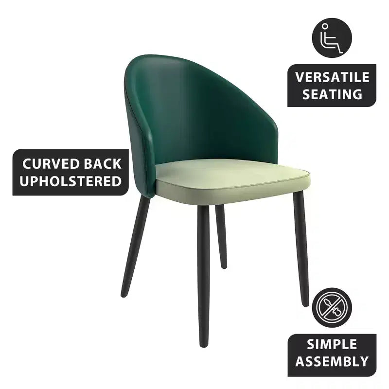 LeisureMod Lot de 4 chaises de salle à manger rembourrées de la collection Paradiso - Dossier incurvé avec pieds en bois, élégantes, confortables et durables pour les salles à manger