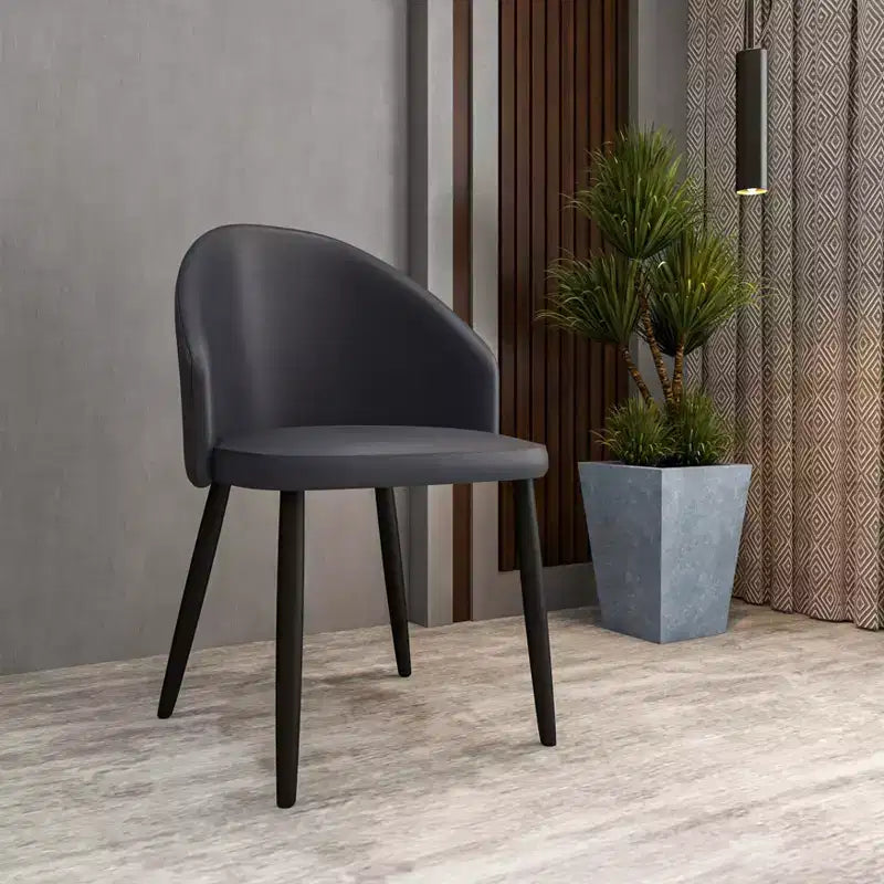 LeisureMod Lot de 4 chaises de salle à manger rembourrées de la collection Paradiso - Dossier incurvé avec pieds en bois, élégantes, confortables et durables pour les salles à manger