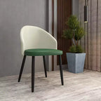 LeisureMod Lot de 4 chaises de salle à manger rembourrées de la collection Paradiso - Dossier incurvé avec pieds en bois, élégantes, confortables et durables pour les salles à manger