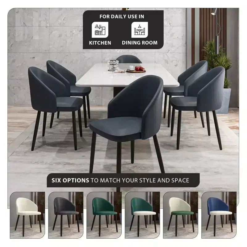 LeisureMod Lot de 4 chaises de salle à manger rembourrées de la collection Paradiso - Dossier incurvé avec pieds en bois, élégantes, confortables et durables pour les salles à manger