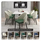 LeisureMod Lot de 4 chaises de salle à manger rembourrées de la collection Paradiso - Dossier incurvé avec pieds en bois, élégantes, confortables et durables pour les salles à manger