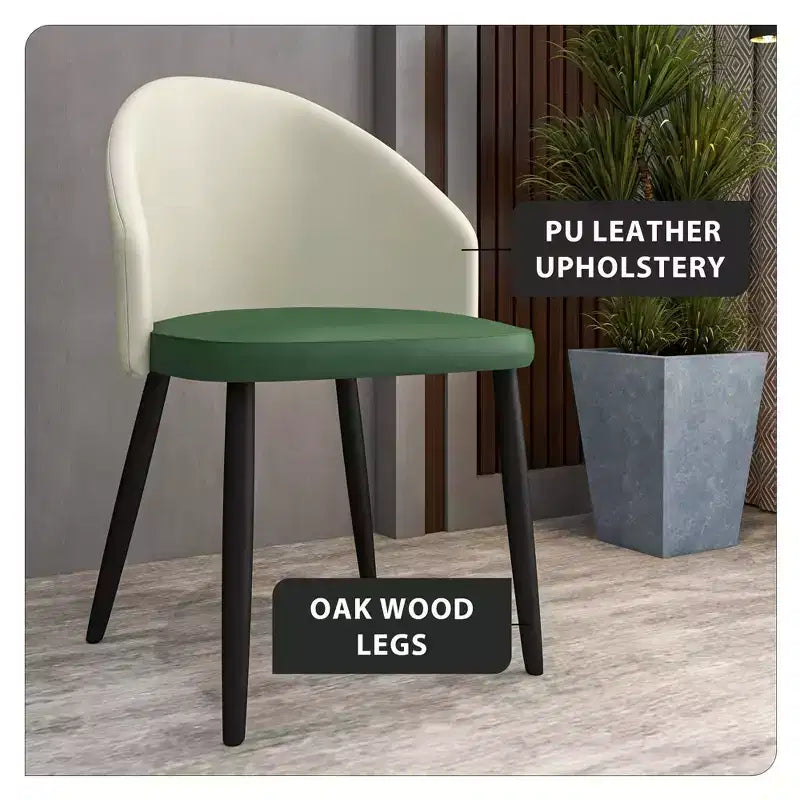 LeisureMod Lot de 4 chaises de salle à manger rembourrées de la collection Paradiso - Dossier incurvé avec pieds en bois, élégantes, confortables et durables pour les salles à manger