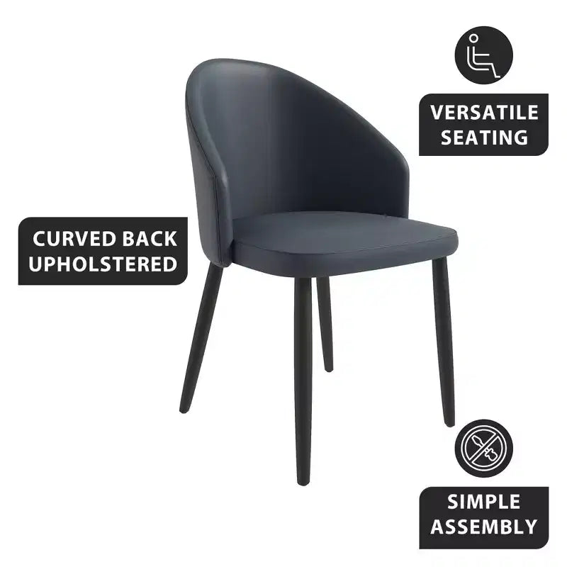 LeisureMod Lot de 4 chaises de salle à manger rembourrées de la collection Paradiso - Dossier incurvé avec pieds en bois, élégantes, confortables et durables pour les salles à manger