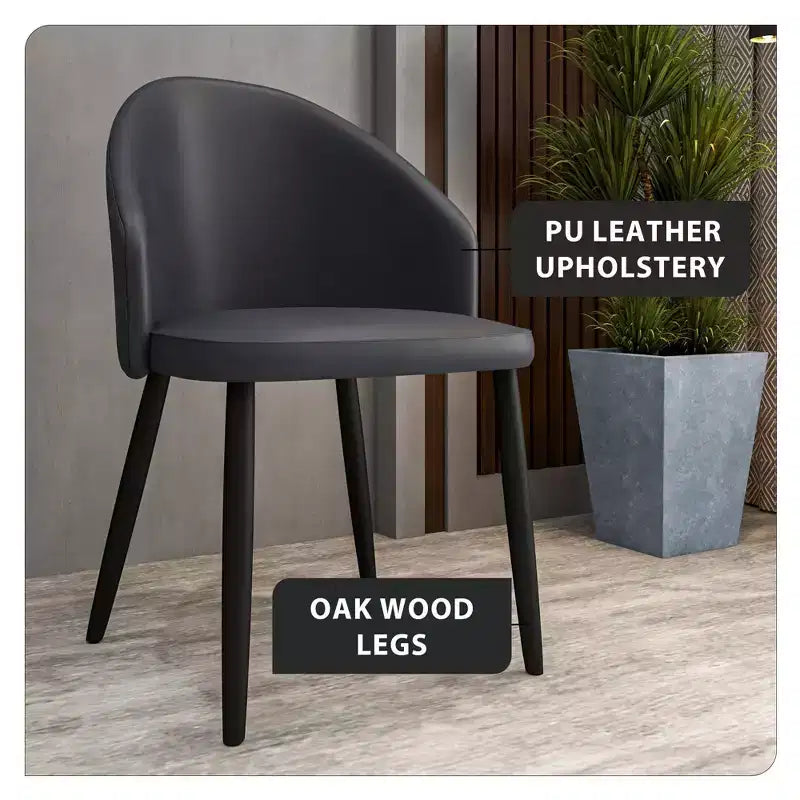 LeisureMod Lot de 4 chaises de salle à manger rembourrées de la collection Paradiso - Dossier incurvé avec pieds en bois, élégantes, confortables et durables pour les salles à manger