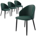 LeisureMod Lot de 4 chaises de salle à manger rembourrées de la collection Paradiso - Dossier incurvé avec pieds en bois, élégantes, confortables et durables pour les salles à manger
