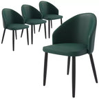 LeisureMod Lot de 4 chaises de salle à manger rembourrées de la collection Paradiso - Dossier incurvé avec pieds en bois, élégantes, confortables et durables pour les salles à manger