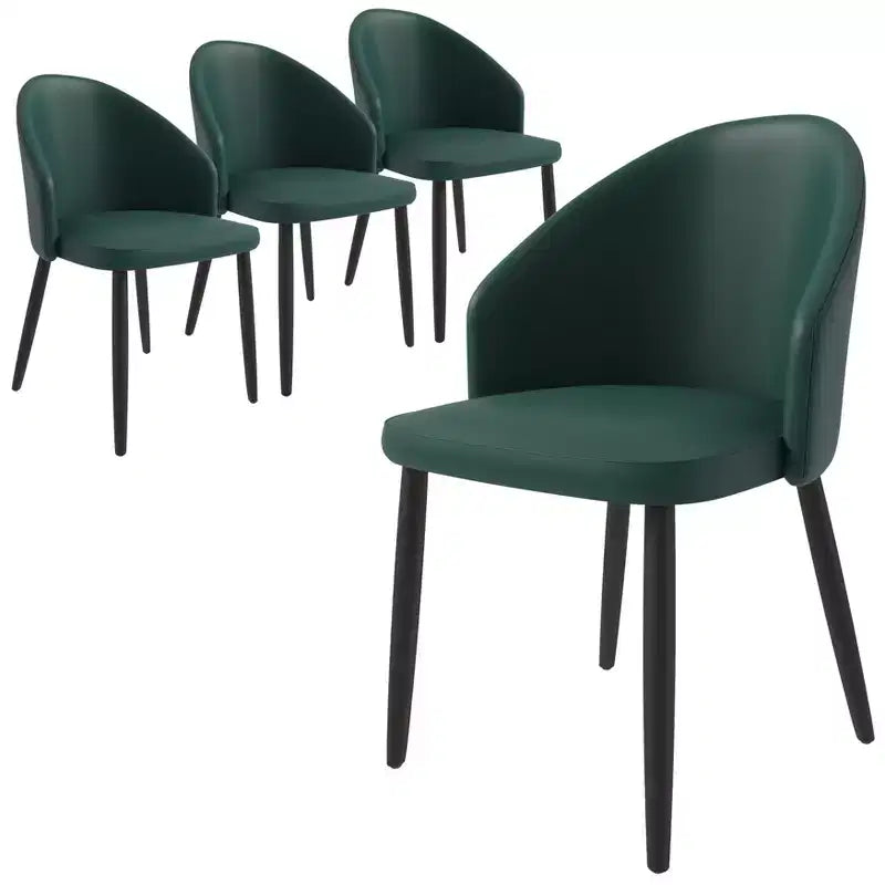 LeisureMod Lot de 4 chaises de salle à manger rembourrées de la collection Paradiso - Dossier incurvé avec pieds en bois, élégantes, confortables et durables pour les salles à manger