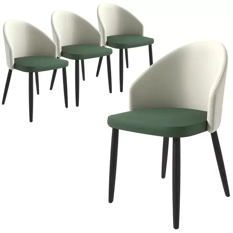 LeisureMod Lot de 4 chaises de salle à manger rembourrées de la collection Paradiso - Dossier incurvé avec pieds en bois, élégantes, confortables et durables pour les salles à manger