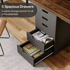 Bureau d'ordinateur Lantine de 199,9 cm avec 5 tiroirs
