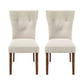 Christopher Knight Home Chastin Indoor Upholstered Dining Chair (Set of 2), Cream/Walnut