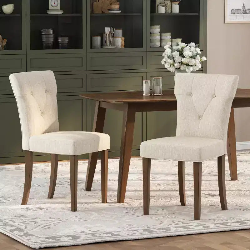 Christopher Knight Home Chastin Chaise de salle à manger rembourrée d'intérieur (Lot de 2), Crème/Noyer