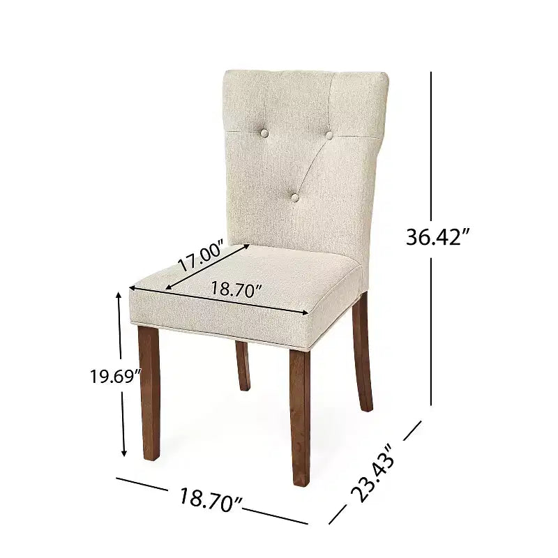 Christopher Knight Home Chastin Chaise de salle à manger rembourrée d'intérieur (Lot de 2), Crème/Noyer