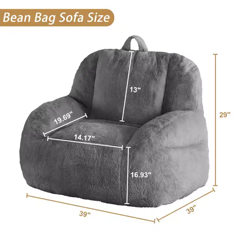 Fauteuil Géant Poire, Canapé Poire en Fausse Fourrure, Fauteuil Poire pour Adultes, Canapé de Sol Paresseux avec Poignée, Pouf pour Jouer et Lire