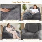 Fauteuil Géant Poire, Canapé Poire en Fausse Fourrure, Fauteuil Poire pour Adultes, Canapé de Sol Paresseux avec Poignée, Pouf pour Jouer et Lire