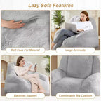 Fauteuil Géant Poire, Canapé Poire en Fausse Fourrure, Fauteuil Poire pour Adultes, Canapé de Sol Paresseux avec Poignée, Pouf pour Jouer et Lire
