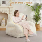 Fauteuil Géant Poire, Canapé Poire en Fausse Fourrure, Fauteuil Poire pour Adultes, Canapé de Sol Paresseux avec Poignée, Pouf pour Jouer et Lire