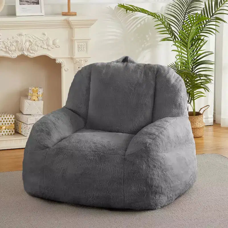 Fauteuil Géant Poire, Canapé Poire en Fausse Fourrure, Fauteuil Poire pour Adultes, Canapé de Sol Paresseux avec Poignée, Pouf pour Jouer et Lire