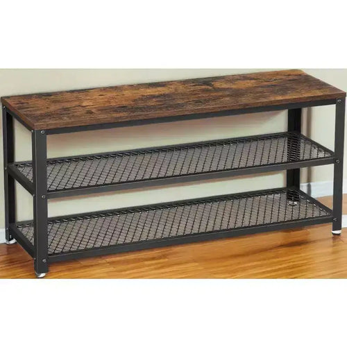 Meuble à Chaussures 3 Niveaux, Banc de Rangement avec Étagères et Assise en Maille Métallique, Organisateur de Chaussures Autonome pour Entrée, 30 x 100 x 45 cm