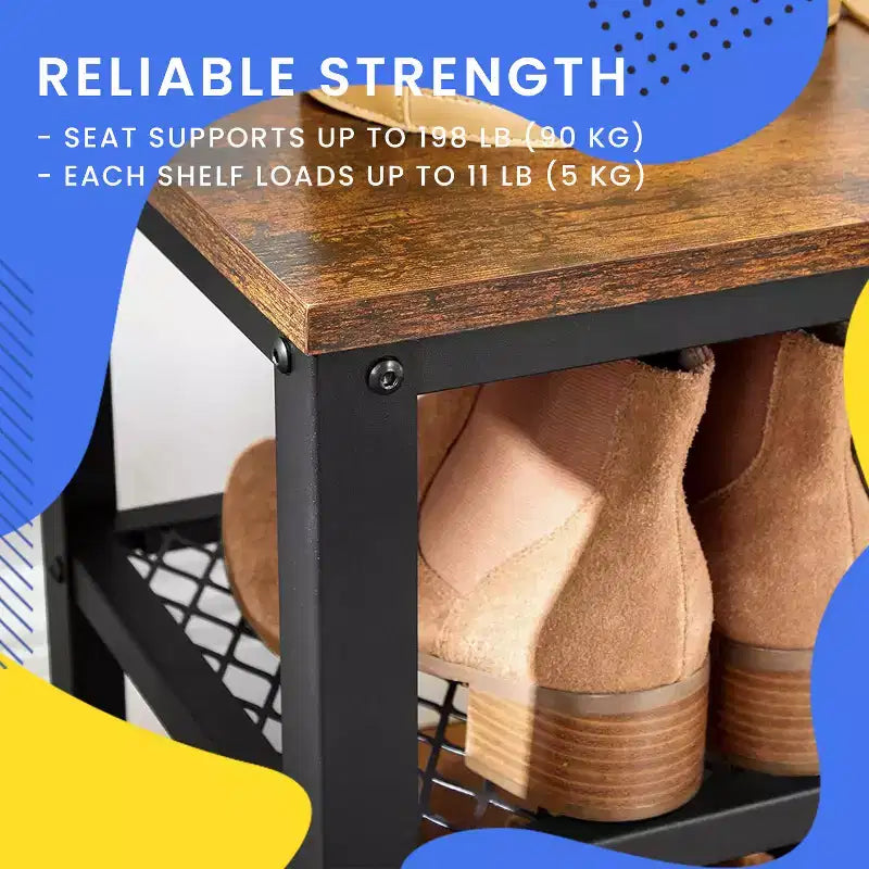 Meuble à Chaussures 3 Niveaux, Banc de Rangement avec Étagères et Assise en Maille Métallique, Organisateur de Chaussures Autonome pour Entrée, 30 x 100 x 45 cm