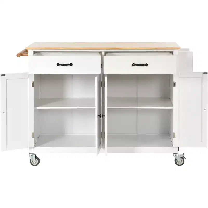 Îlot de cuisine moderne en bois Whisen avec étagère à épices et tiroirs