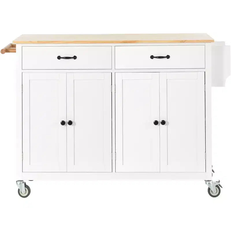 Îlot de cuisine moderne en bois Whisen avec étagère à épices et tiroirs