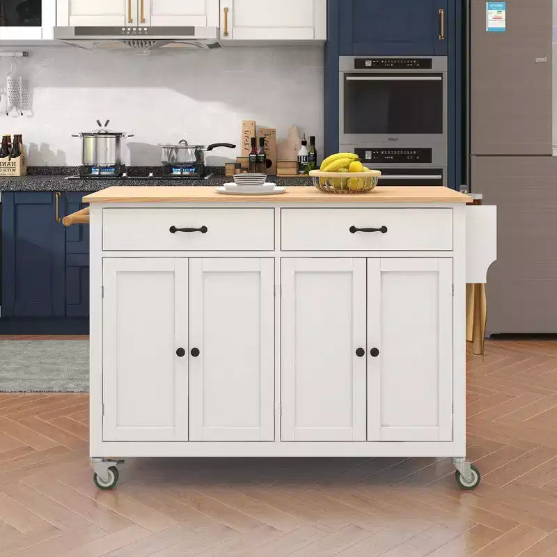 Îlot de cuisine moderne en bois Whisen avec étagère à épices et tiroirs